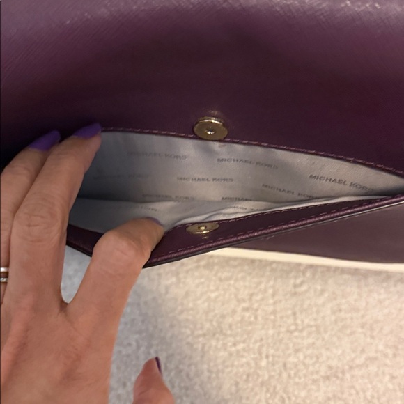 Michael Kors Deep Plum Leather Crossbody with Chain Strap - Picture 7 of 10